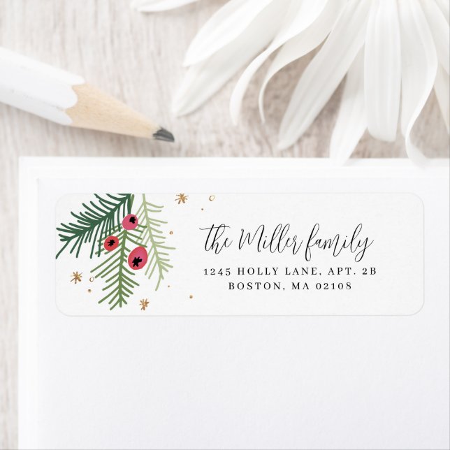 Merry Berry Holiday Return Address Label (Insitu)