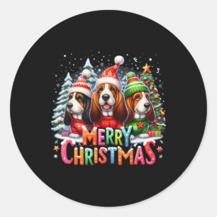 Merry Bet Hound Dogs Funny Christmas Xmas Gifts Classic Round Sticker