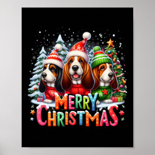 Merry Bet Hound Dogs Funny Christmas Xmas Gifts Poster