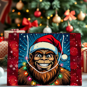 Merry Bigfoot Sasquatch Christmas Large Gift Bag