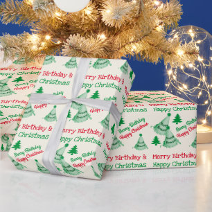 Merry Birthday and Happy Christmas - Xmas Bday Wrapping Paper