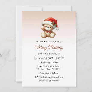 Merry Birthday, Christmas Birthday Invitation
