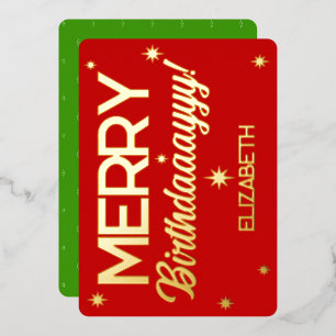 Merry Birthday - Prosperity Christmas Star Foil Holiday Card