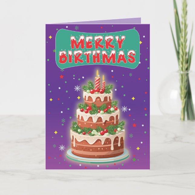 Merry Birthmas Christmas Birthday Card (Front)