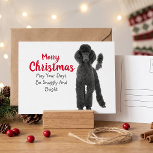 Merry Black Poodle Festive Holiday Dog Postcard