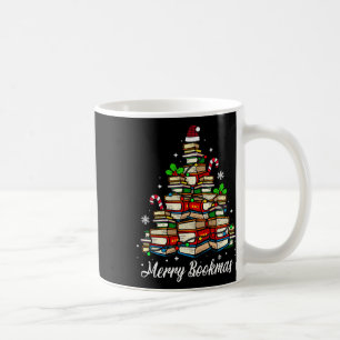 Merry Bookmas Books Christmas Tree Book Lover Sant Coffee Mug