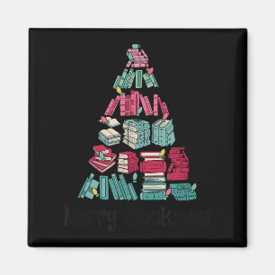 Merry Bookmas Books Ne Tree Funny Reading Lover Ch Magnet
