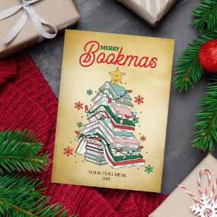 Merry Bookmas Christmas Book Lovers Gift Bookish Holiday Card