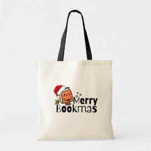 Merry Bookmas Funny Book Christmas Gift Tote Bag