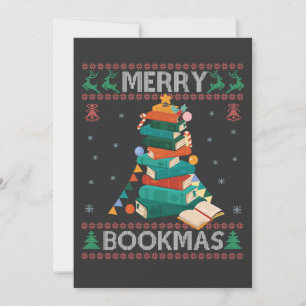 Merry Bookmas Funny Ugly Xmas Sweater Library Gift Invitation