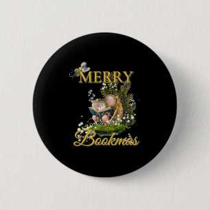 Merry Bookmas' Victorian Christmas Mice Bibliophil 6 Cm Round Badge