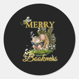 Merry Bookmas' Victorian Christmas Mice Bibliophil Classic Round Sticker