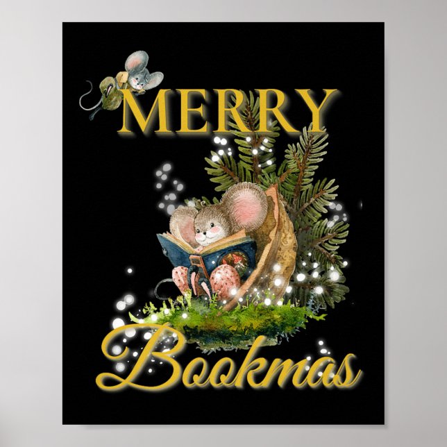 Merry Bookmas' Victorian Christmas Mice Bibliophil Poster (Front)