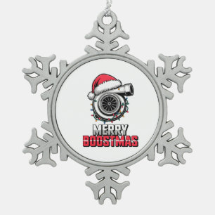Merry Boostmas Boost lover Santa Turbo Christmas Snowflake Pewter Christmas Ornament