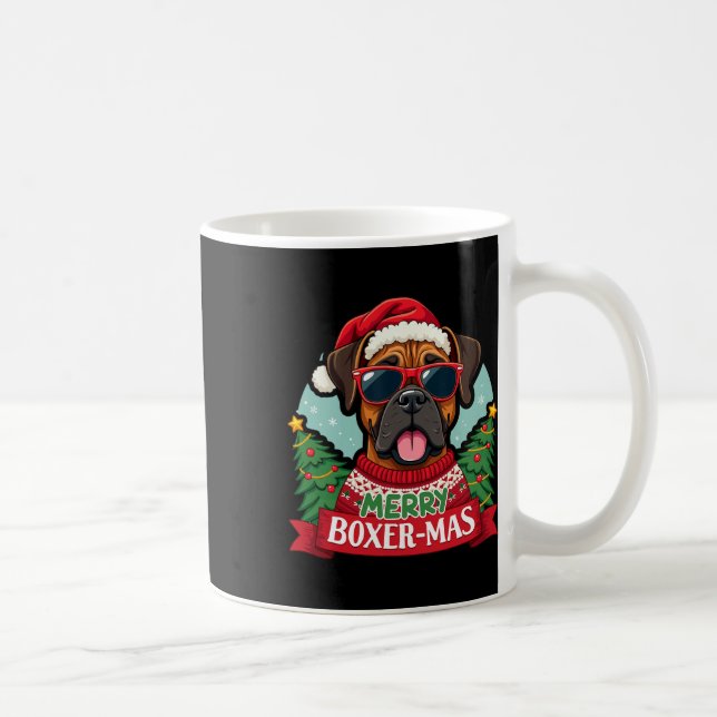 Merry Boxer-mas Cute Boxer Dog Christmas  Coffee Mug (Right)