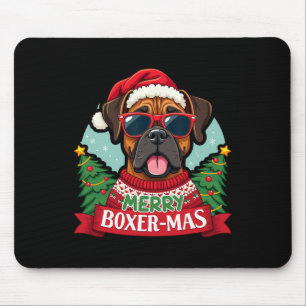 Merry Boxer-mas Cute Boxer Dog Christmas  Mouse Pad