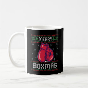 Merry Boxmas Ugly Christmas Sweater Boxing Lovers Coffee Mug
