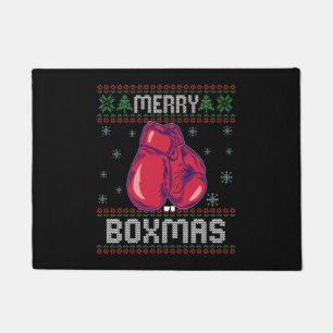 Merry Boxmas Ugly Christmas Sweater Boxing Lovers Doormat
