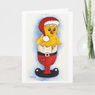 Merry breakfast chick holiday card