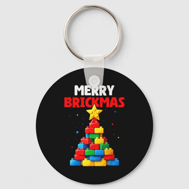 Merry Brickmas Block Building Builder Brick Master Key Ring (Front)