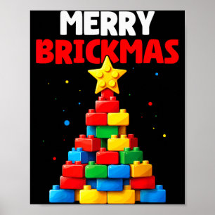 Merry Brickmas Block Building Builder Brick Master Poster