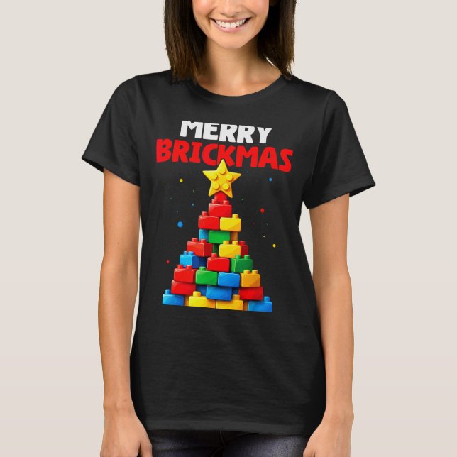 Merry Brickmas Block Building Builder Brick Master T-Shirt (Front)