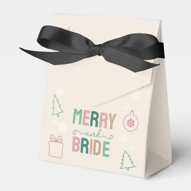Merry & Bride Christmas Bridal Shower Favour Box (Front Side)