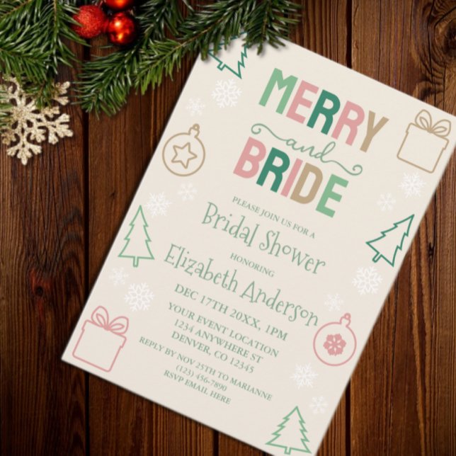 Merry & Bride Christmas Bridal Shower Invitation (Creator Uploaded)