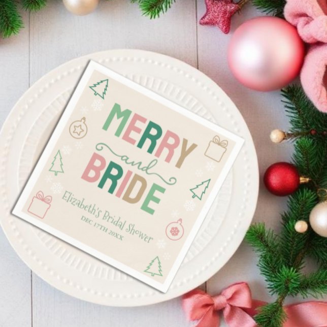 Merry & Bride Christmas Bridal Shower Napkin (Creator Uploaded)