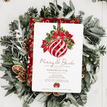 Merry & Bride Red Ornament Christmas Bridal Shower