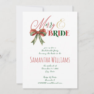 Merry & Bride Winter Christmas Bride Bachelorette Invitation