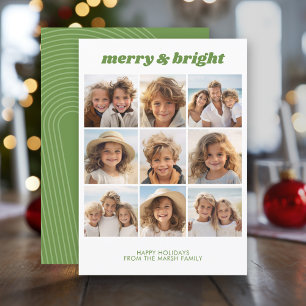 Merry & Bright - 9 Photo - Zen Arch Green White Holiday Card