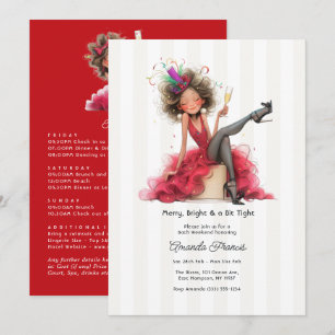 Merry Bright & A Bit Tight Christmas Bachelorette Invitation