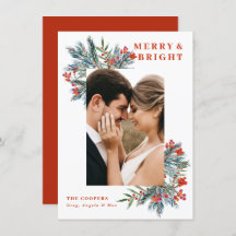 Merry & Bright berries and branches photo card