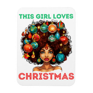 Merry & Bright Black Girl Melanin Sista Christmas Magnet