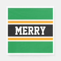 MERRY Bright Black White Orange Festive Stripes