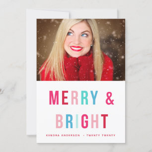 Merry & Bright Bold Letters Holiday Photo Card