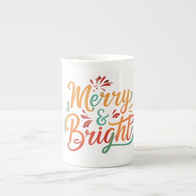 Merry & Bright Bone China Mug Collection (Front)
