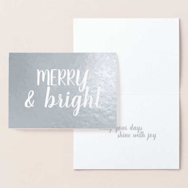 Merry Bright Brushstroke Calligraphy Silver Foil Card (Display)