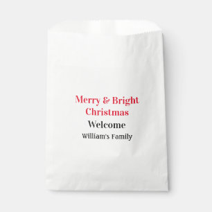 Merry Bright Christmas add family name welcome joy Favour Bag