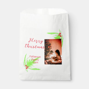 Merry Bright Christmas add family name welcome joy Favour Bag
