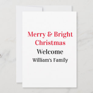 Merry Bright Christmas add family name welcome joy Holiday Card