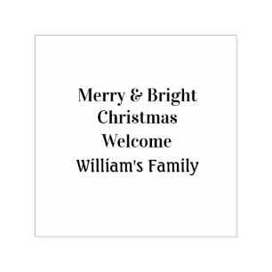 Merry Bright Christmas add family name welcome joy Self-inking Stamp