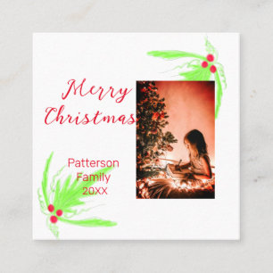 Merry Bright Christmas add family name welcome joy Square Business Card