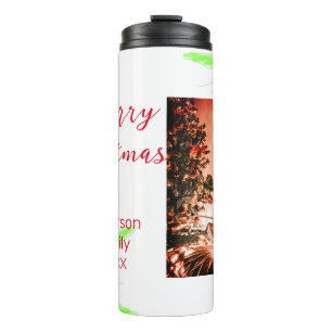 Merry Bright Christmas add family name welcome joy Thermal Tumbler