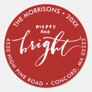 Merry Bright Christmas Address Envelope Seal