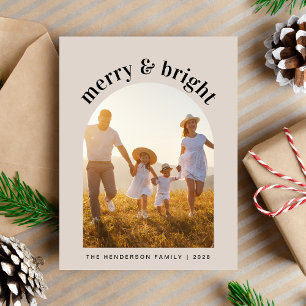Merry Bright Christmas Arch 2 Photo Holiday Postcard