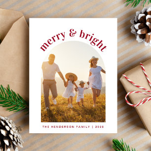 Merry Bright Christmas Arch Photo Holiday Postcard