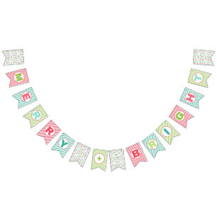 Merry + Bright Christmas Bunting Banner