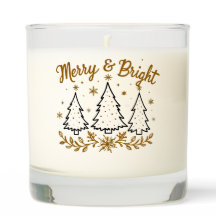 Merry & Bright Christmas Candle with Festive Trees